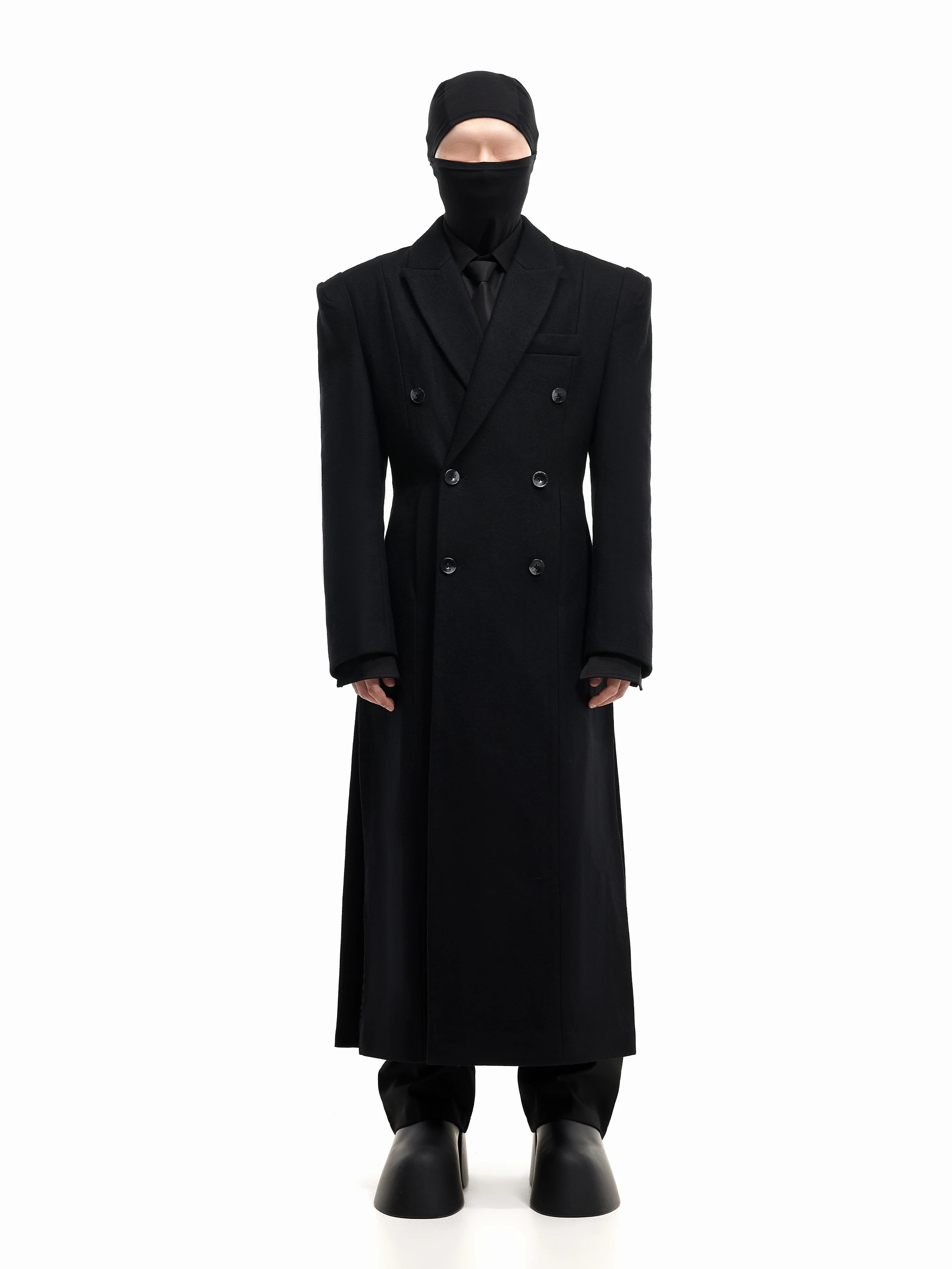 Mauroicardi Autumn Winter Long Warm Thick Fitted Black Wool Blends Coat Men Shoulder Pads Elegant Luxury Woolen Overcoat 2025