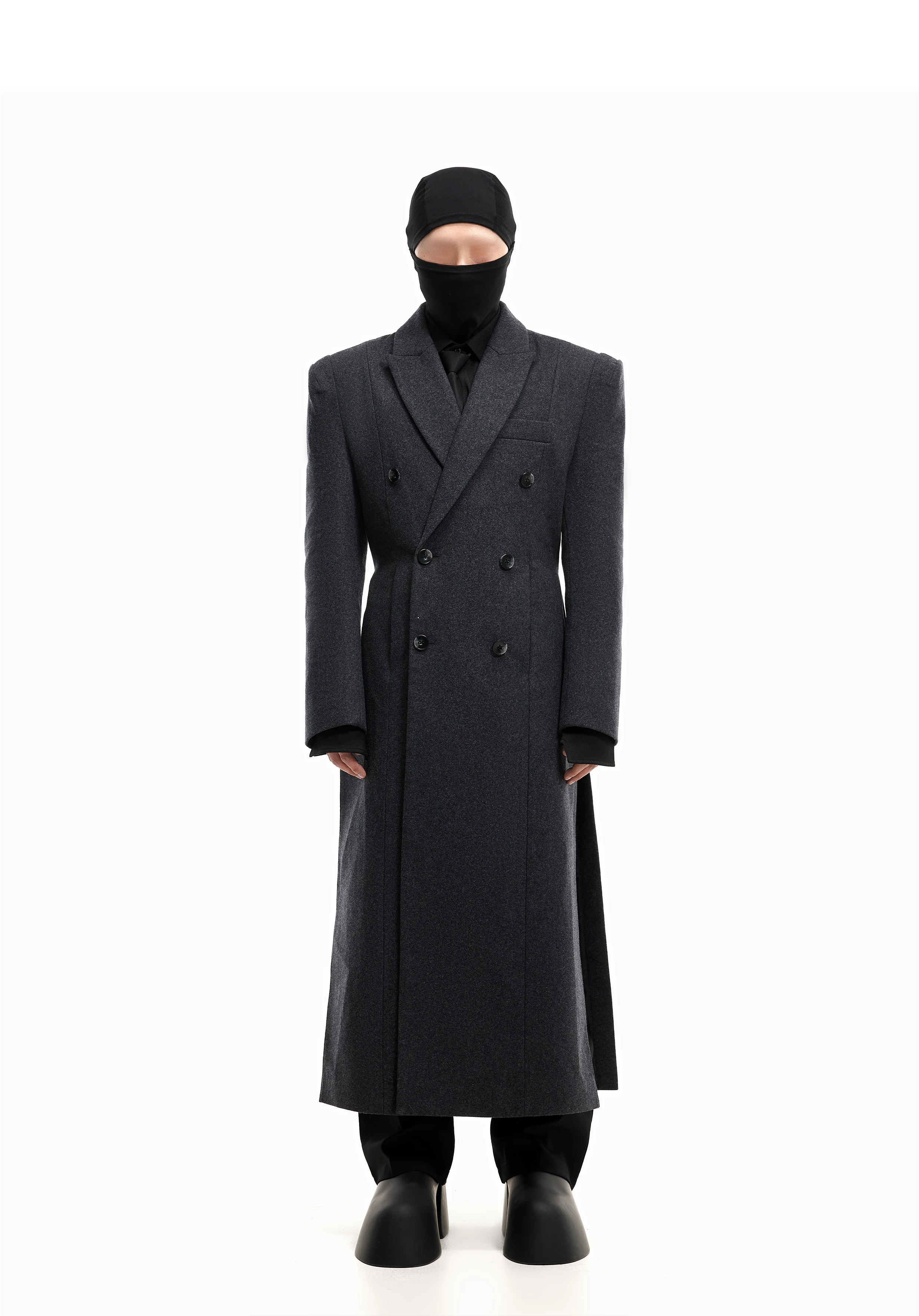 Mauroicardi Autumn Winter Long Warm Thick Fitted Black Wool Blends Coat Men Shoulder Pads Elegant Luxury Woolen Overcoat 2025