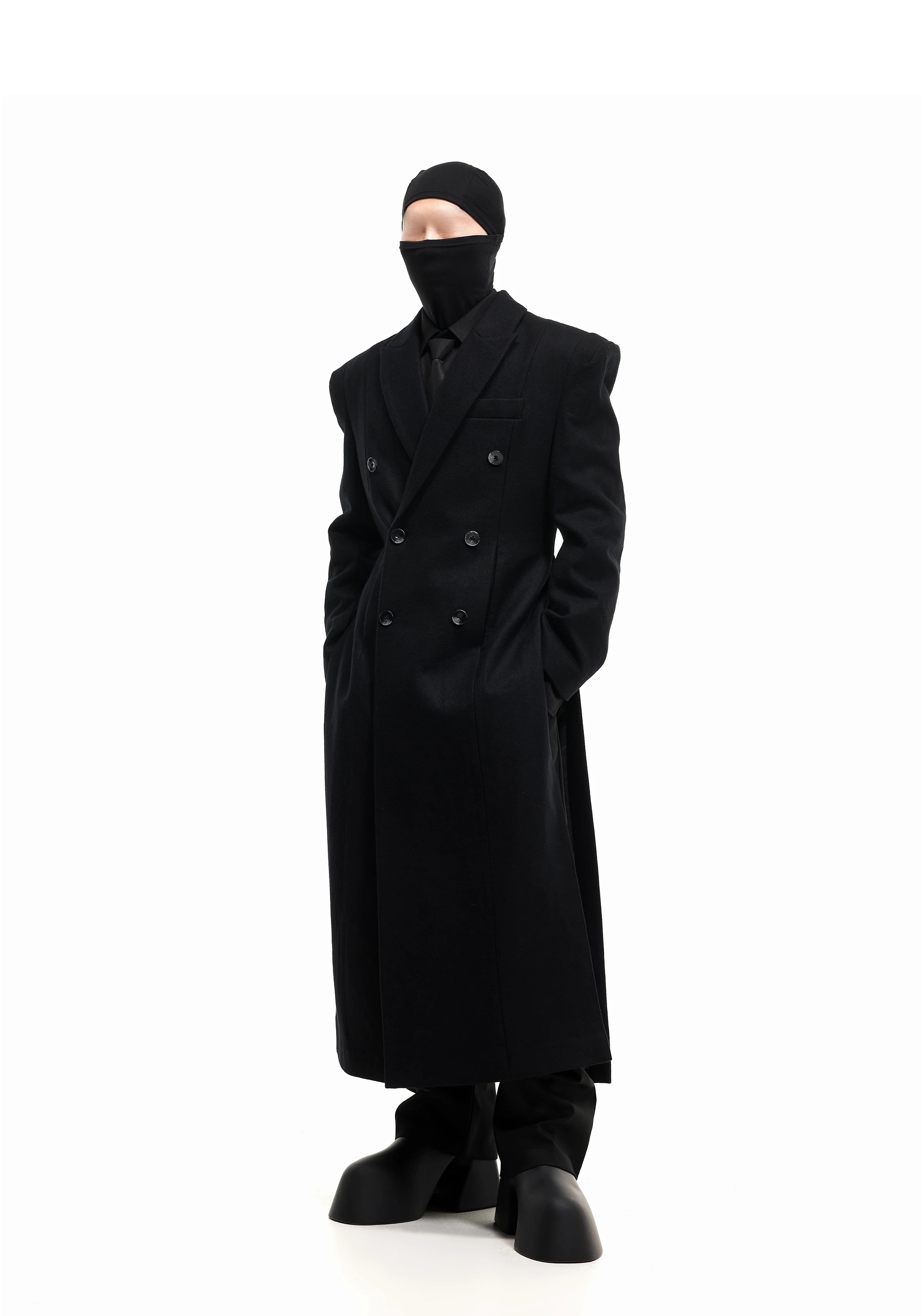 Mauroicardi Autumn Winter Long Warm Thick Fitted Black Wool Blends Coat Men Shoulder Pads Elegant Luxury Woolen Overcoat 2025