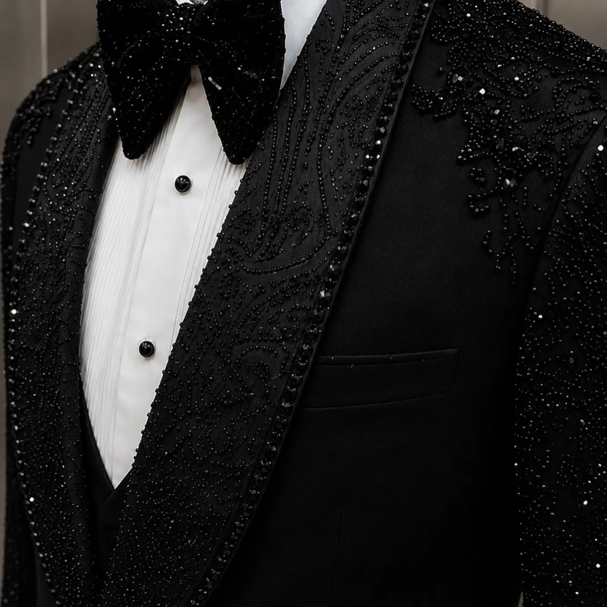 Customized Formal Men Suits 2 Piece Sets Diamond Male Prom Blazer Shawl Lapel Ropa hombre Slim Fit Groom Wedding Tuxedos