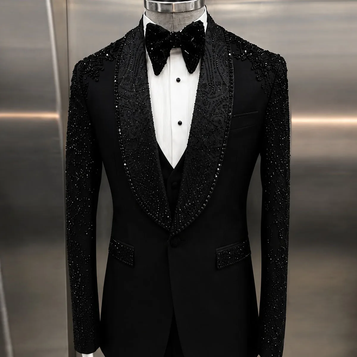 Customized Formal Men Suits 2 Piece Sets Diamond Male Prom Blazer Shawl Lapel Ropa hombre Slim Fit Groom Wedding Tuxedos