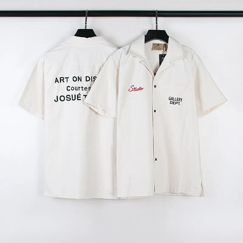 Gallery dept embroidery letters American retro old tooling short-sleeved shirt with