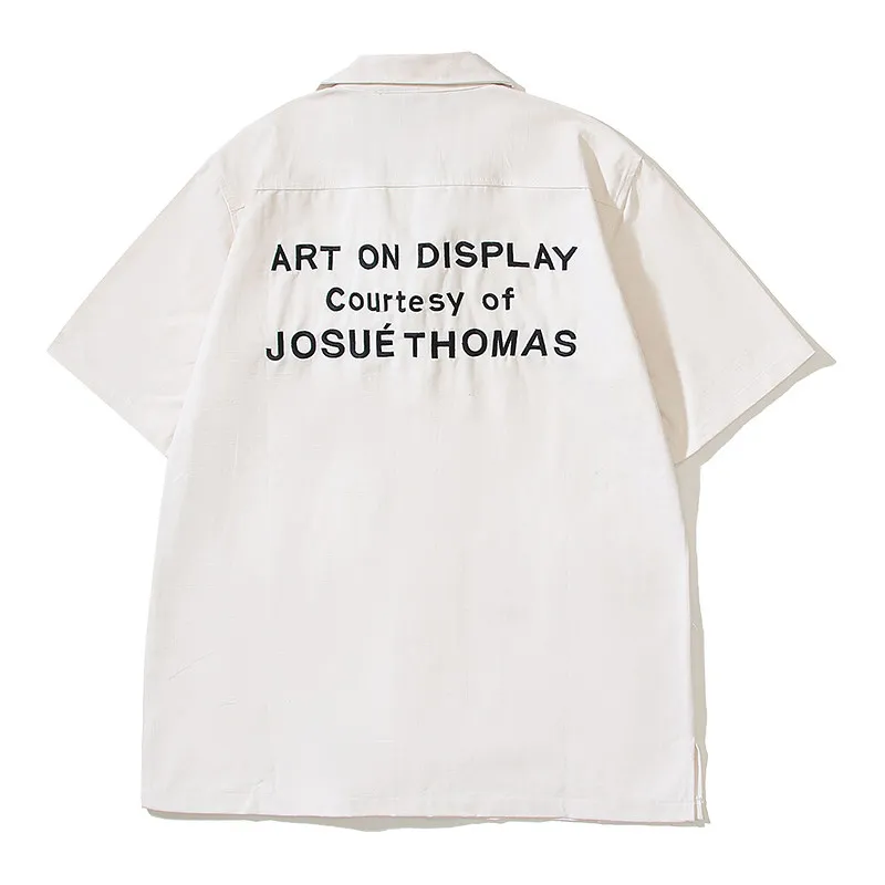 Gallery dept embroidery letters American retro old tooling short-sleeved shirt with