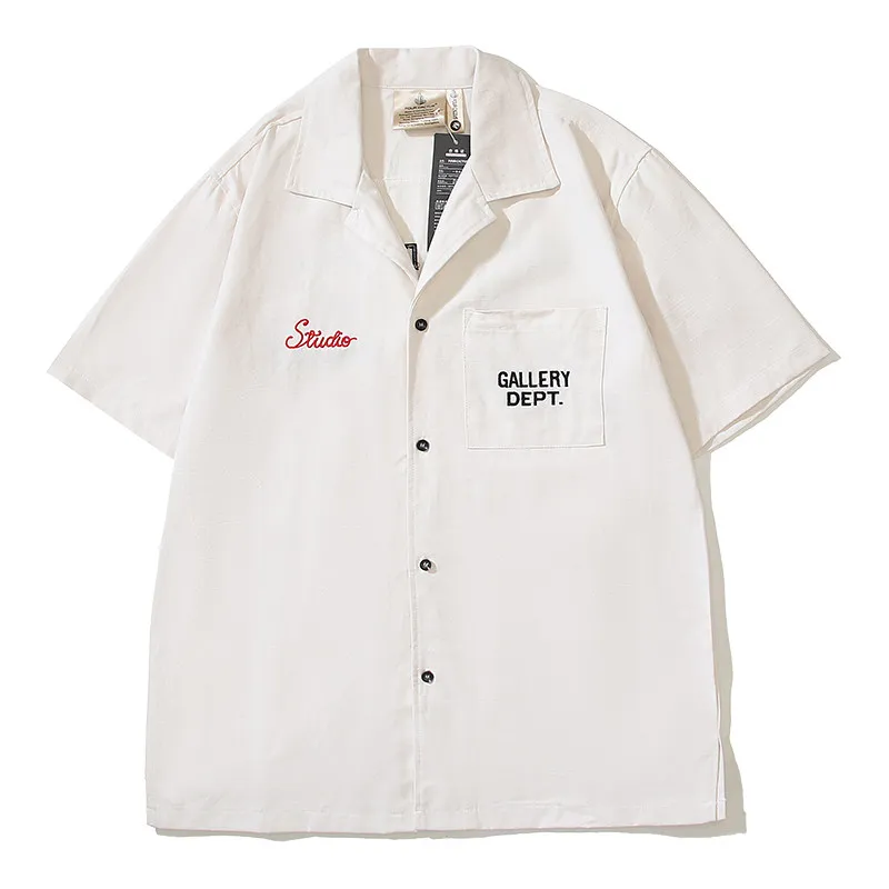 Gallery dept embroidery letters American retro old tooling short-sleeved shirt with