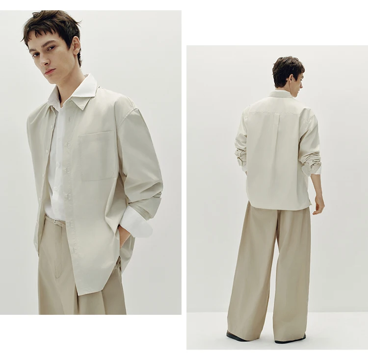 Semir Men Shirt Cotton Loose Lapel Pocket Outerwear Style Clean Utility Casual Blouse Autumn Layering Top Daily Wear 2026