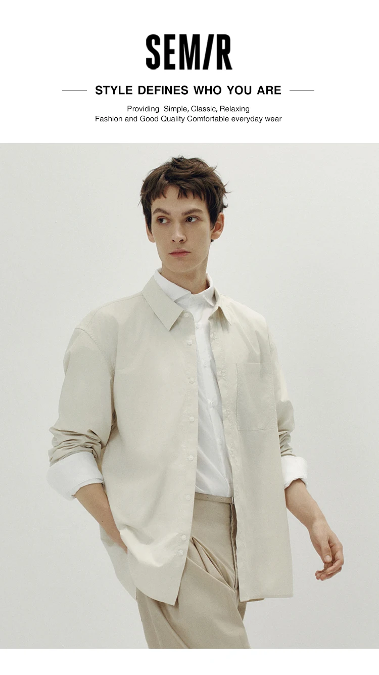 Semir Men Shirt Cotton Loose Lapel Pocket Outerwear Style Clean Utility Casual Blouse Autumn Layering Top Daily Wear 2026