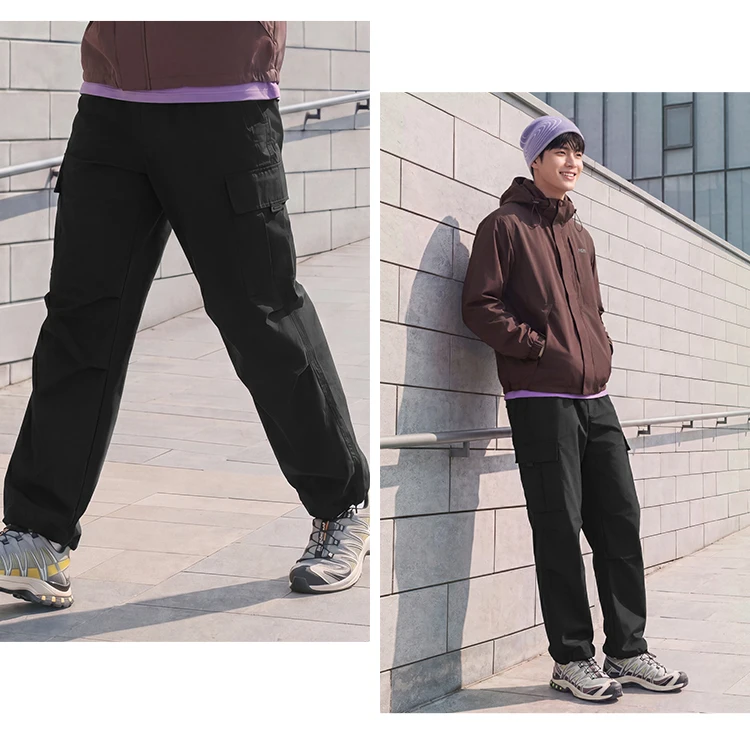 Semir Men Pants Loose Straight Outdoor Cargo Knee Pleat Drawstring Waist Utility Casual Autumn Trousers Daily Wear 2026