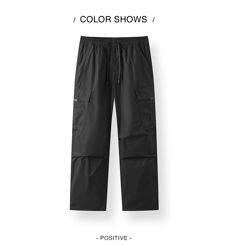 Semir Men Pants Loose Straight Outdoor Cargo Knee Pleat Drawstring Waist Utility Casual Autumn Trousers Daily Wear 2026
