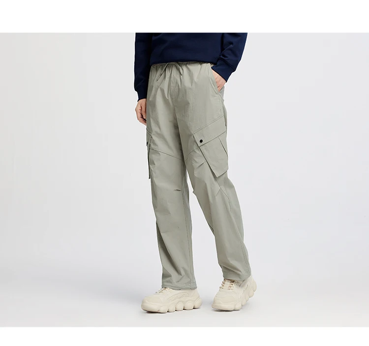 Semir Men Pants Loose Straight Outdoor Cargo Knee Pleat Drawstring Waist Utility Casual Autumn Trousers Daily Wear 2026