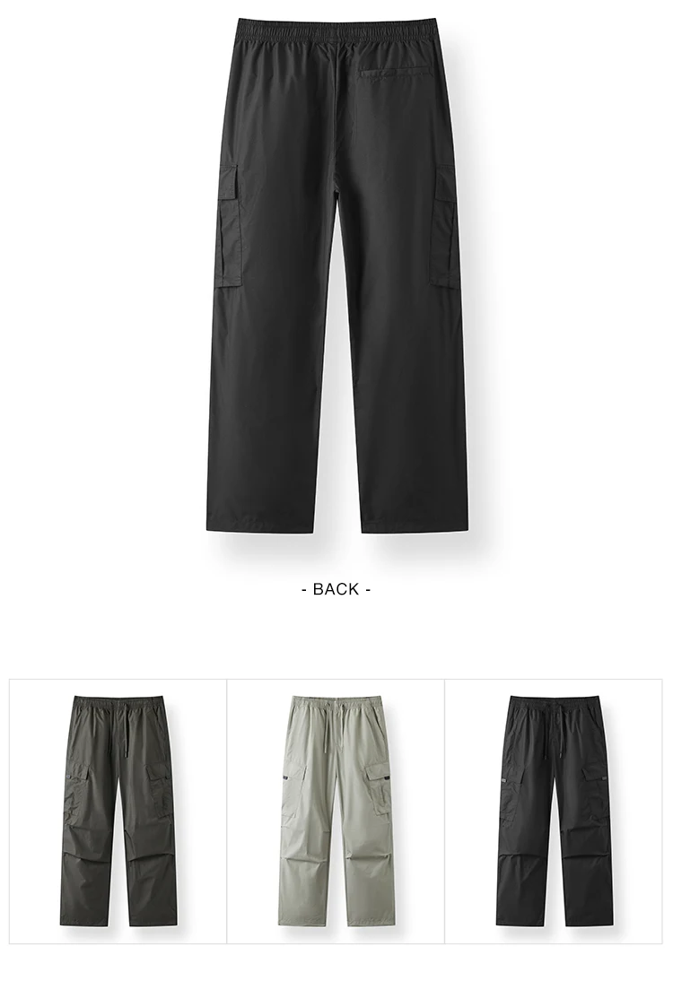 Semir Men Pants Loose Straight Outdoor Cargo Knee Pleat Drawstring Waist Utility Casual Autumn Trousers Daily Wear 2026