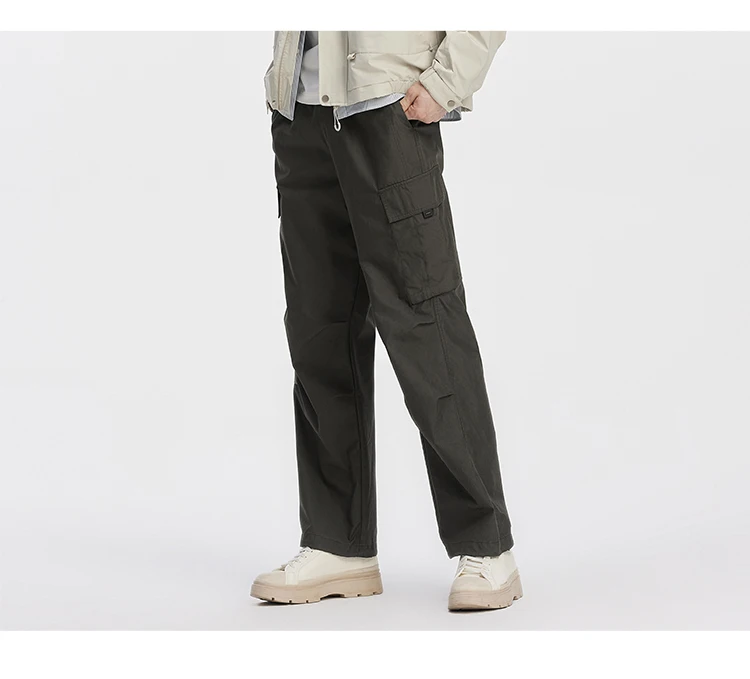 Semir Men Pants Loose Straight Outdoor Cargo Knee Pleat Drawstring Waist Utility Casual Autumn Trousers Daily Wear 2026