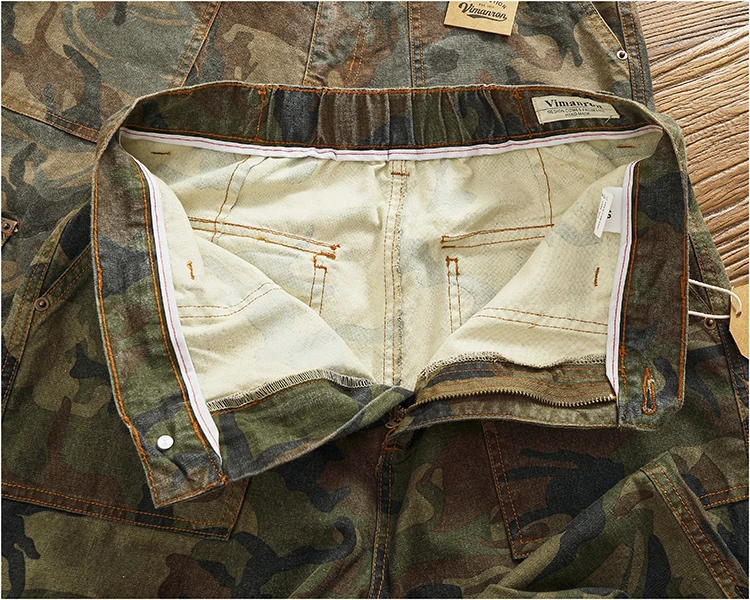 Cargo casual pants men's Japanese style outdoor multi-pocket loose retro elastic waist profile straight drum camouflage pants