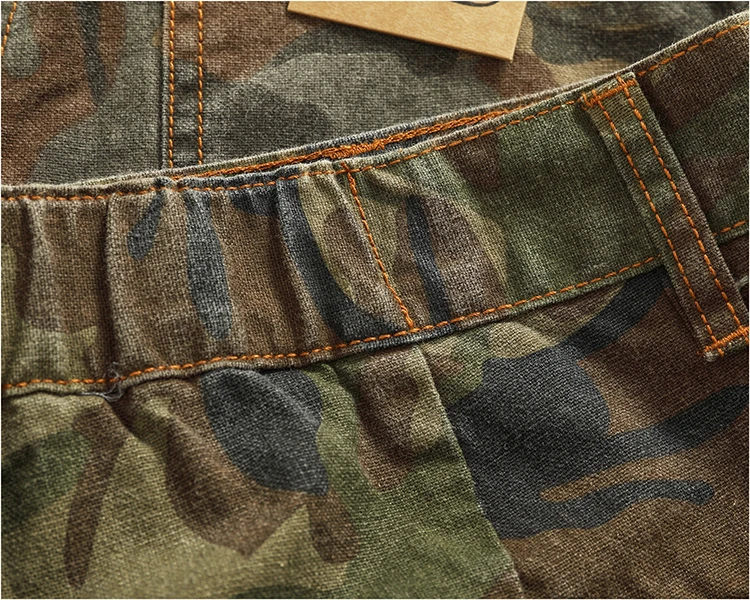 Cargo casual pants men's Japanese style outdoor multi-pocket loose retro elastic waist profile straight drum camouflage pants