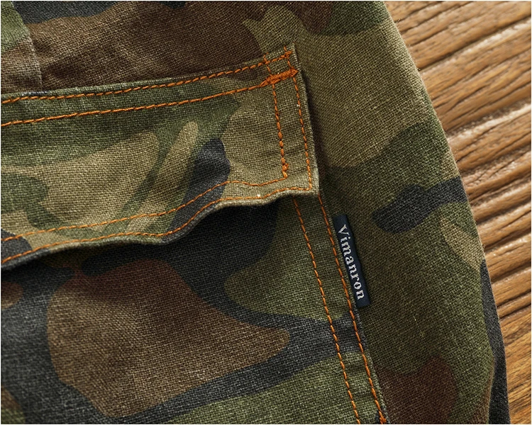 Cargo casual pants men's Japanese style outdoor multi-pocket loose retro elastic waist profile straight drum camouflage pants