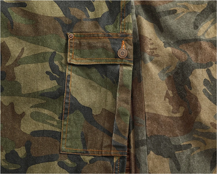Cargo casual pants men's Japanese style outdoor multi-pocket loose retro elastic waist profile straight drum camouflage pants