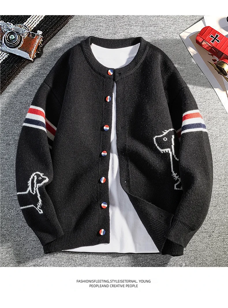 New Autumn Winter Men Long-Sleeved Knitted Shirt Jacket Single-Breasted Quality Cardigan Casual Fashion Comfort Men's Clothing