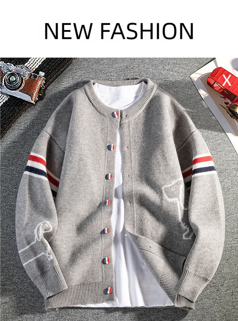 New Autumn Winter Men Long-Sleeved Knitted Shirt Jacket Single-Breasted Quality Cardigan Casual Fashion Comfort Men's Clothing