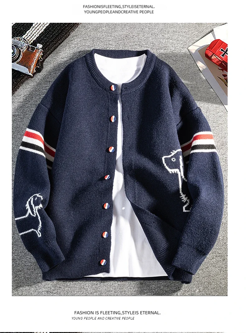 New Autumn Winter Men Long-Sleeved Knitted Shirt Jacket Single-Breasted Quality Cardigan Casual Fashion Comfort Men's Clothing