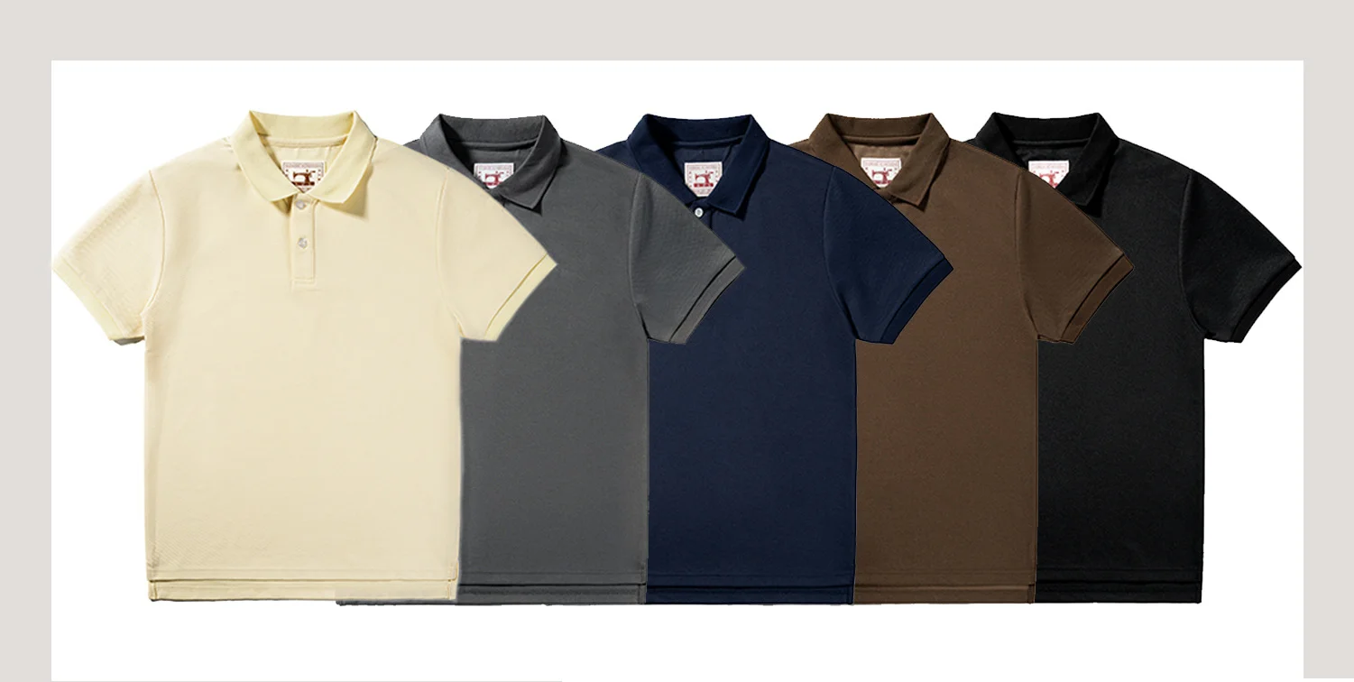 Men's Classic Cotton Polo Shirt Short Sleeve Casual Solid Color Lapel Tee Summer Breathable Slim Fit Tops