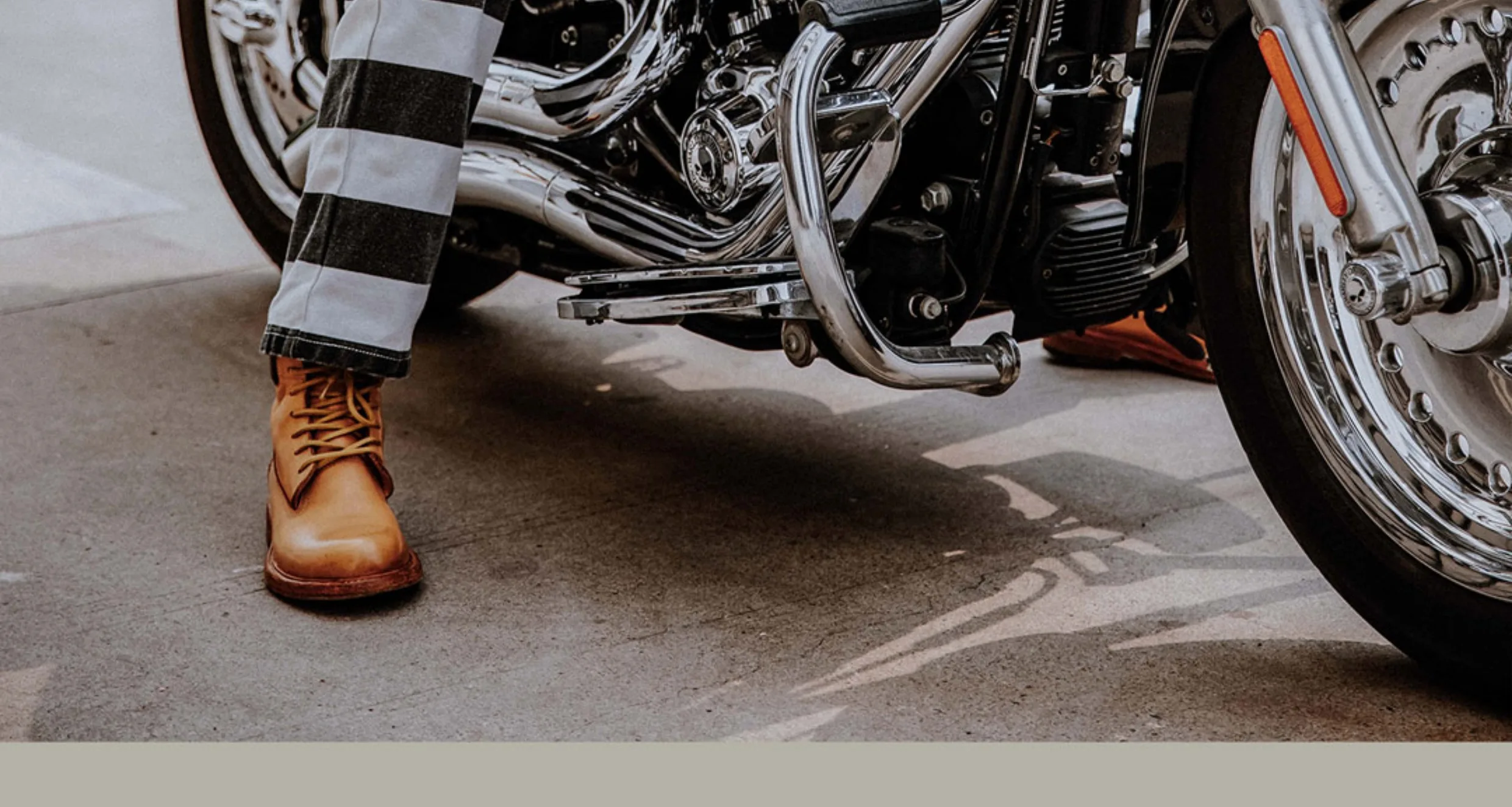 2025 Autumn New American Retro Heavyweight Canvas Black White Stripes Men's Motorcycle Pants Straight Washed Cargo Trousers
