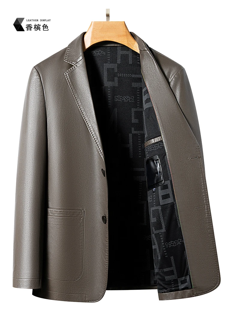 YN-2330 Natural Sheep Leather Casual Suit Men's Jacket Slim Spring and Autumn Thin Section Black Brown