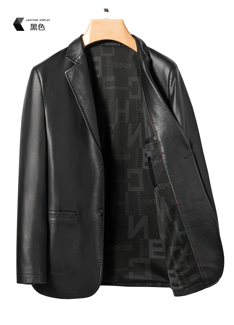 YN-2330 Natural Sheep Leather Casual Suit Men's Jacket Slim Spring and Autumn Thin Section Black Brown