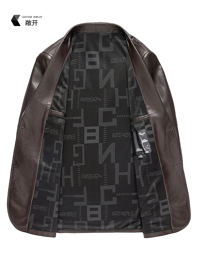 YN-2330 Natural Sheep Leather Casual Suit Men's Jacket Slim Spring and Autumn Thin Section Black Brown