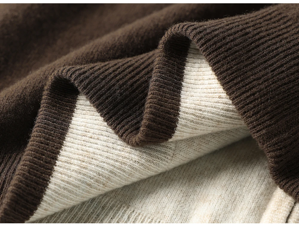 Autumn And Winter New Double-Sided Vest Men's 100% Pure Wool Knitted Vest Loose Semi-High Collar Zipper Cardigan