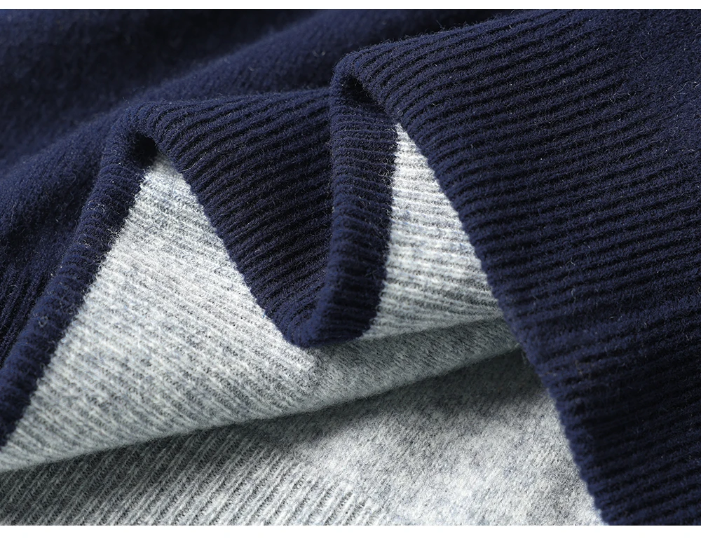 Autumn And Winter New Double-Sided Vest Men's 100% Pure Wool Knitted Vest Loose Semi-High Collar Zipper Cardigan