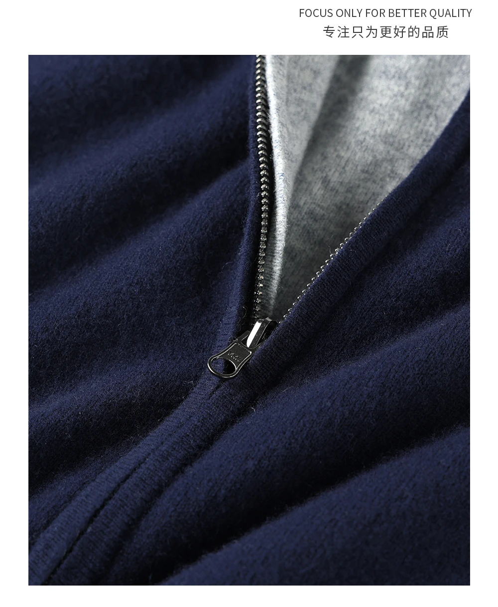 Autumn And Winter New Double-Sided Vest Men's 100% Pure Wool Knitted Vest Loose Semi-High Collar Zipper Cardigan