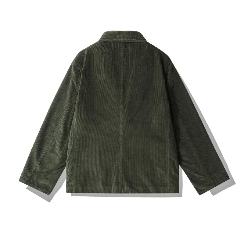 100% Cotton Corduroy Blazer for Men America Style Good Quality Jacket Multi-pocket Business Casual Solid Color Simple Basic Coat