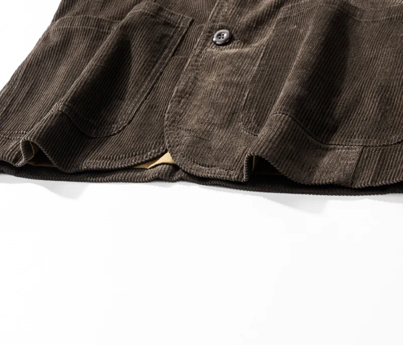 100% Cotton Corduroy Blazer for Men America Style Good Quality Jacket Multi-pocket Business Casual Solid Color Simple Basic Coat