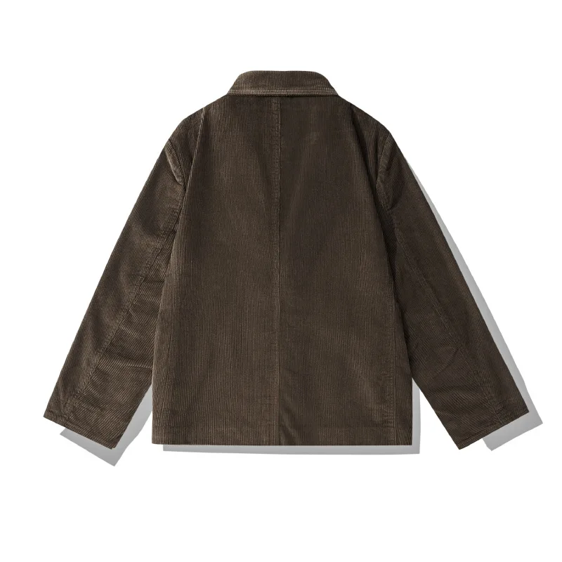 100% Cotton Corduroy Blazer for Men America Style Good Quality Jacket Multi-pocket Business Casual Solid Color Simple Basic Coat