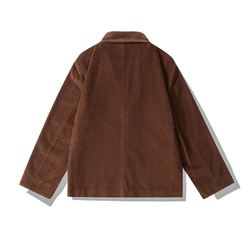 100% Cotton Corduroy Blazer for Men America Style Good Quality Jacket Multi-pocket Business Casual Solid Color Simple Basic Coat