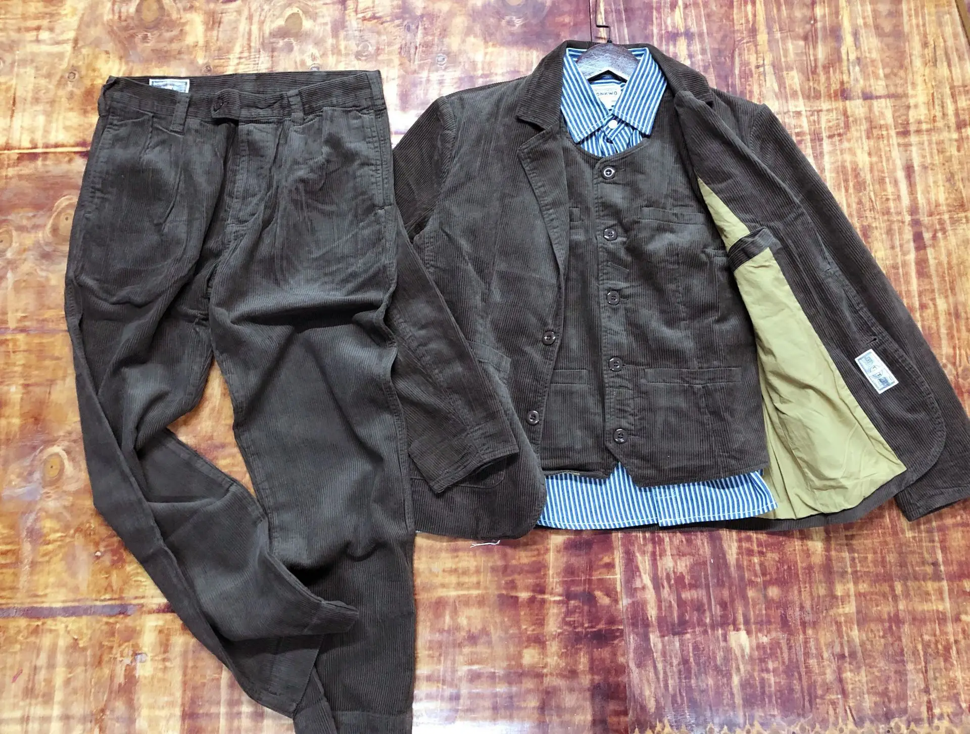 100% Cotton Corduroy Blazer for Men America Style Good Quality Jacket Multi-pocket Business Casual Solid Color Simple Basic Coat
