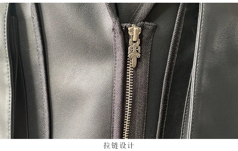 Nerazzurri Spring Autumn Cool Handsome Emo Hard Short Black Pu Leather Jacket Blazer Men with Three-dimensional Pockets Zipper