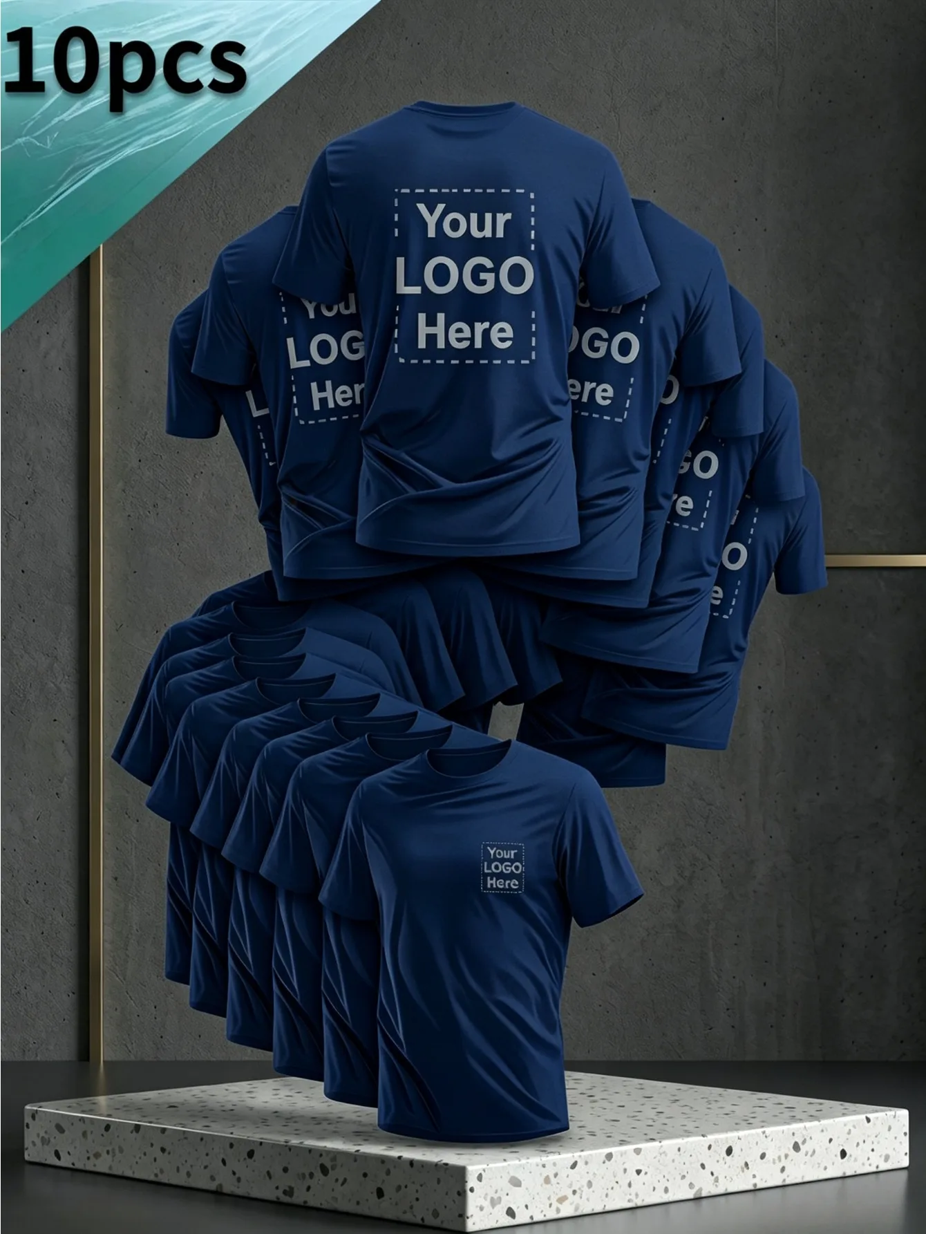 10-Piece Custom-Made Quick-Drying Short-Sleeved T-Shirts for Men. DIY Upload Pictures with Logos and Text Prints