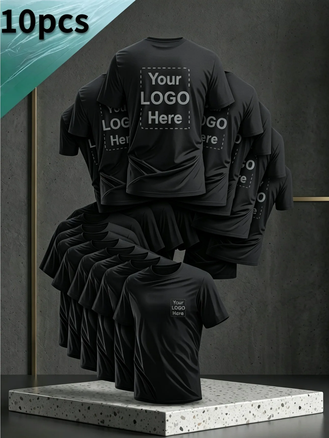 10-Piece Custom-Made Quick-Drying Short-Sleeved T-Shirts for Men. DIY Upload Pictures with Logos and Text Prints