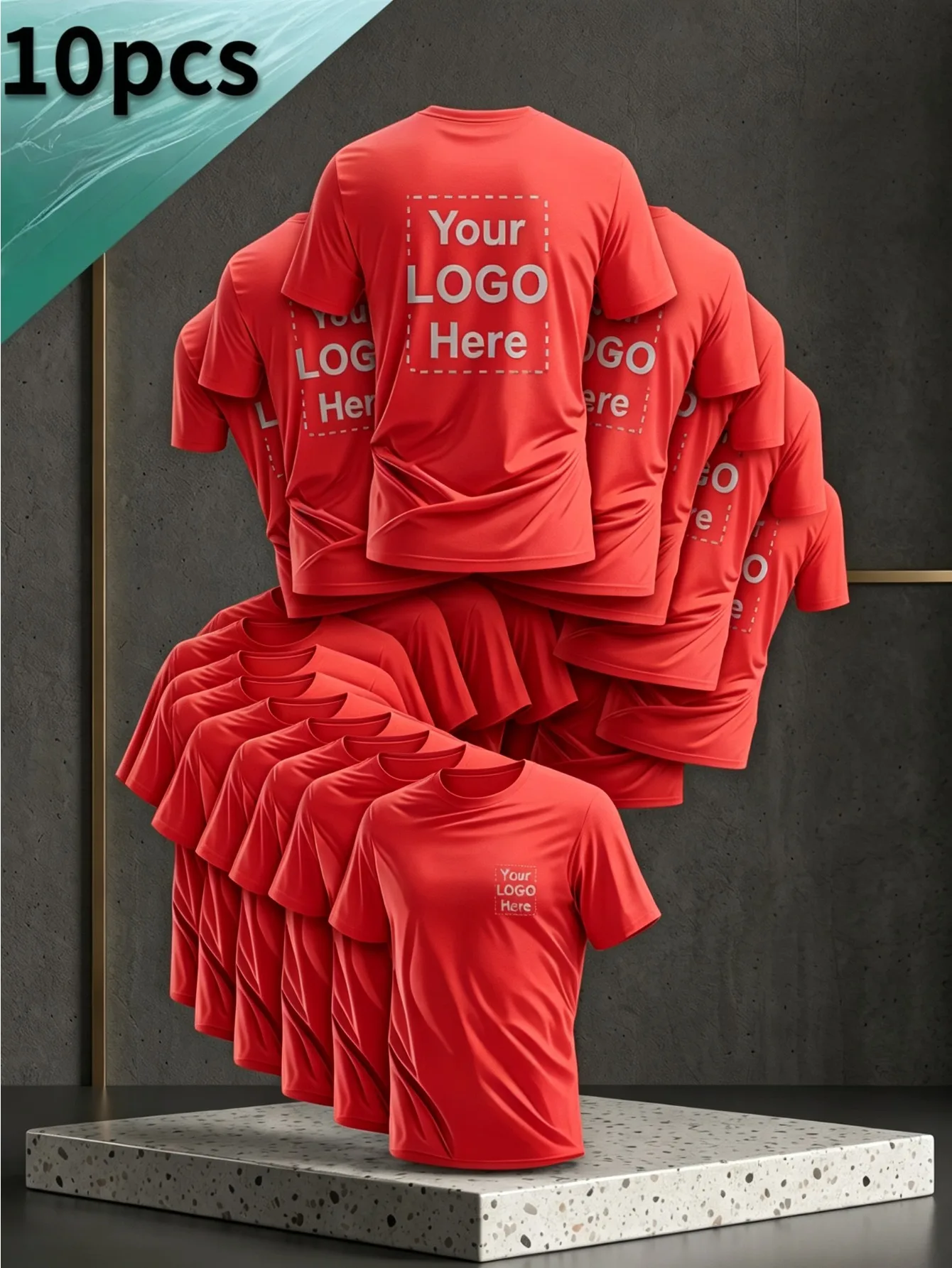 10-Piece Custom-Made Quick-Drying Short-Sleeved T-Shirts for Men. DIY Upload Pictures with Logos and Text Prints