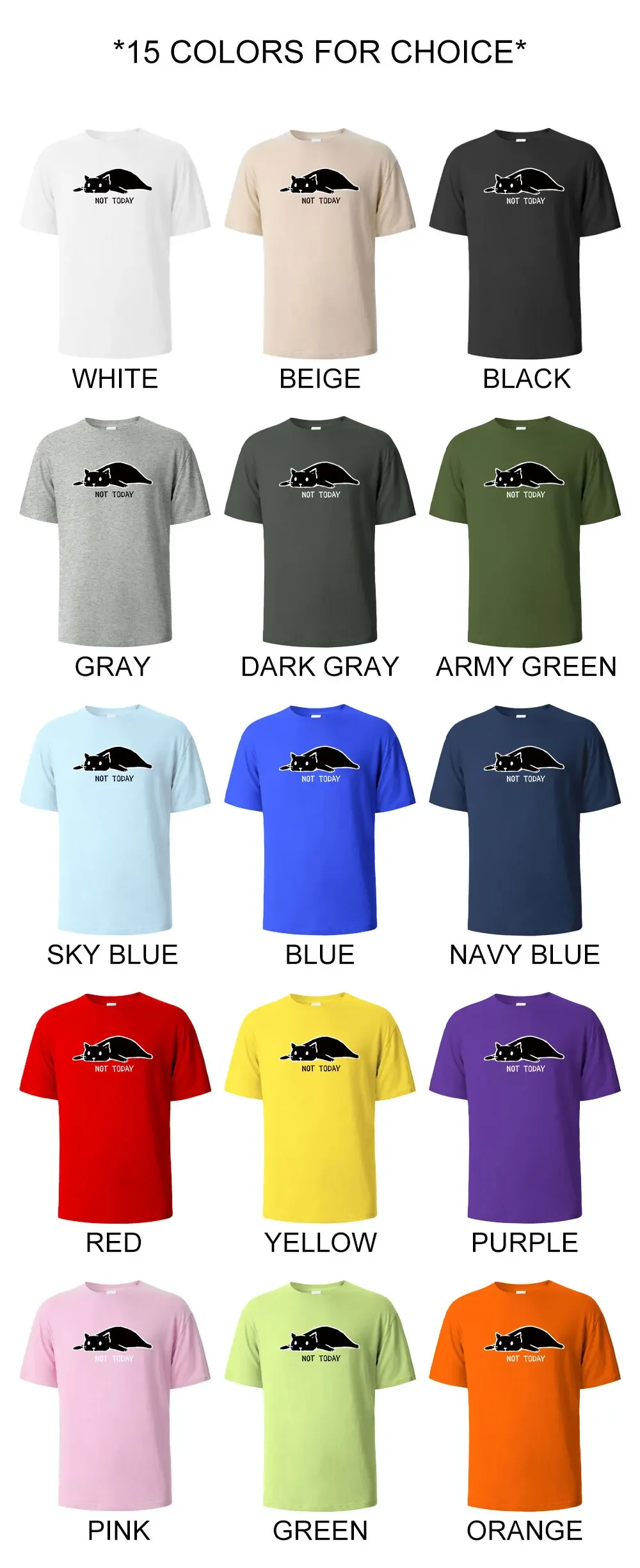 Not Today Funny Printed T-shirts For Men 100% Cotton Summer Breathable Comfortable Tops Short-Sleeved O-neck Basic Men Clothing