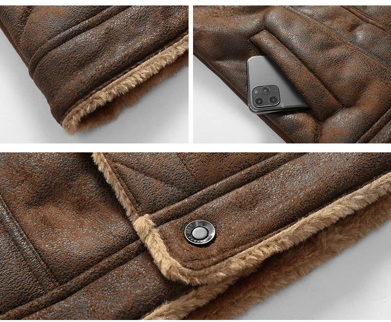 New Winter Men Leather and Fur Integrated Jackets and Coats New Fashion Male Fleece Warm Bomber Jackets Slim Fit Jaquetas 4XL