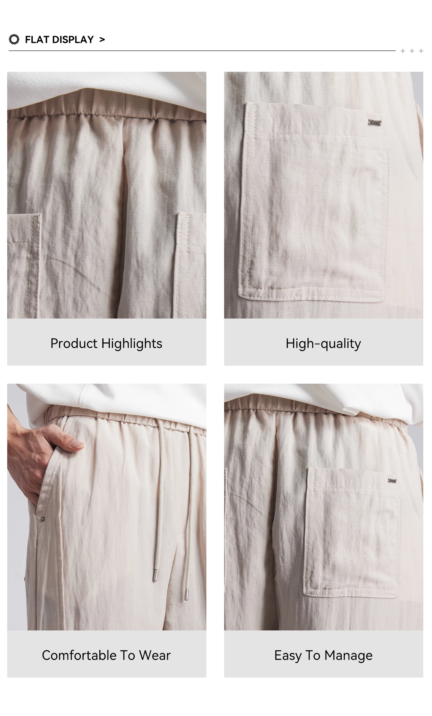 Fashion Men's Lyocell Linen Solid Straight Pants 2026 Summer Loose Side Seam Split Soft Draped Breathable Wide Leg Trousers