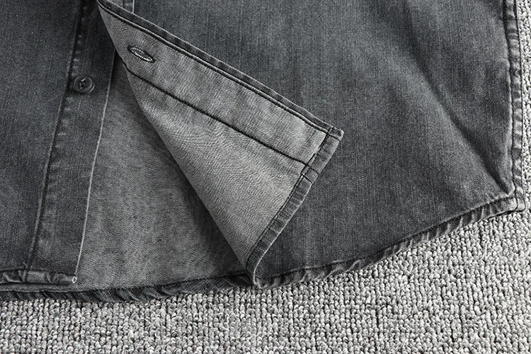 Heavy washing to do old vintage denim shirt men's double pocket design trend Europe and the United States casual shirt coat