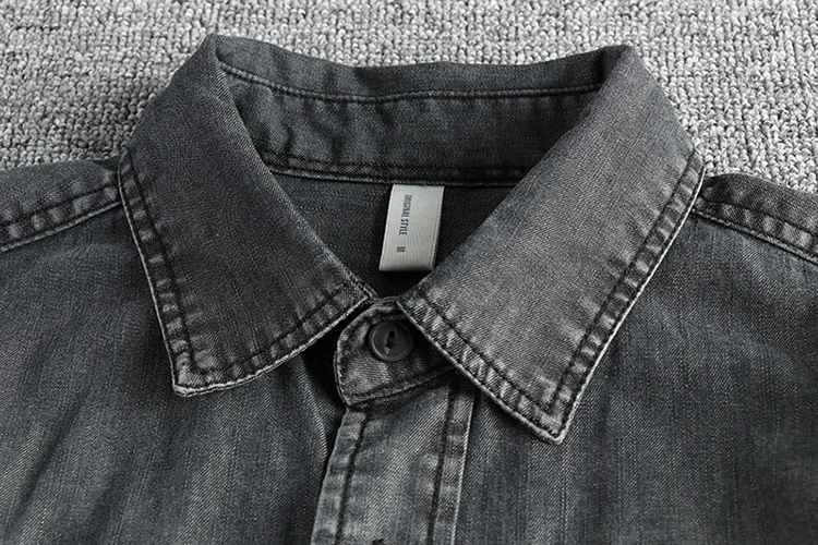 Heavy washing to do old vintage denim shirt men's double pocket design trend Europe and the United States casual shirt coat