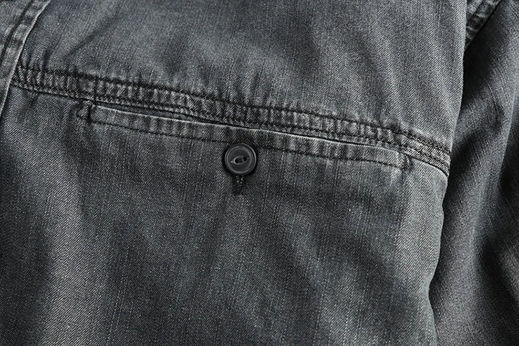 Heavy washing to do old vintage denim shirt men's double pocket design trend Europe and the United States casual shirt coat