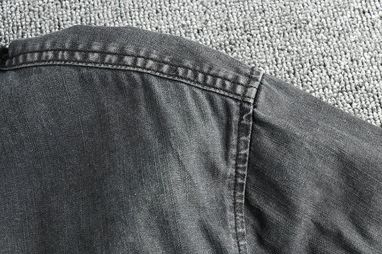 Heavy washing to do old vintage denim shirt men's double pocket design trend Europe and the United States casual shirt coat