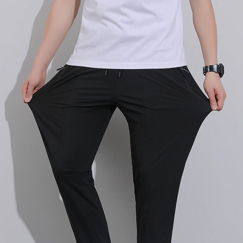 Breathable Men's Casual Pants Quick Dry Straight Elastic Waist Jogger Sweatpants Korean Classic Sport Trousers Plus Size 8XL 9XL
