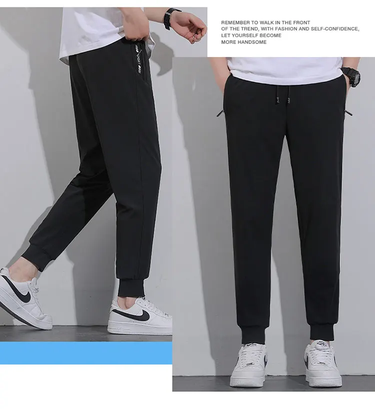 Breathable Men's Casual Pants Quick Dry Straight Elastic Waist Jogger Sweatpants Korean Classic Sport Trousers Plus Size 8XL 9XL