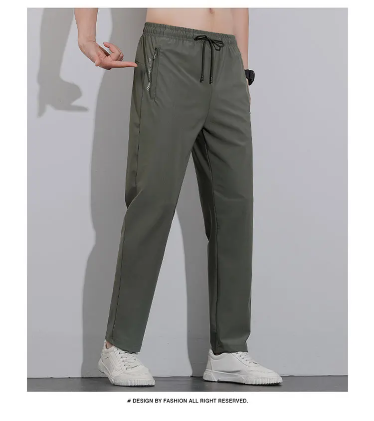 Breathable Men's Casual Pants Quick Dry Straight Elastic Waist Jogger Sweatpants Korean Classic Sport Trousers Plus Size 8XL 9XL