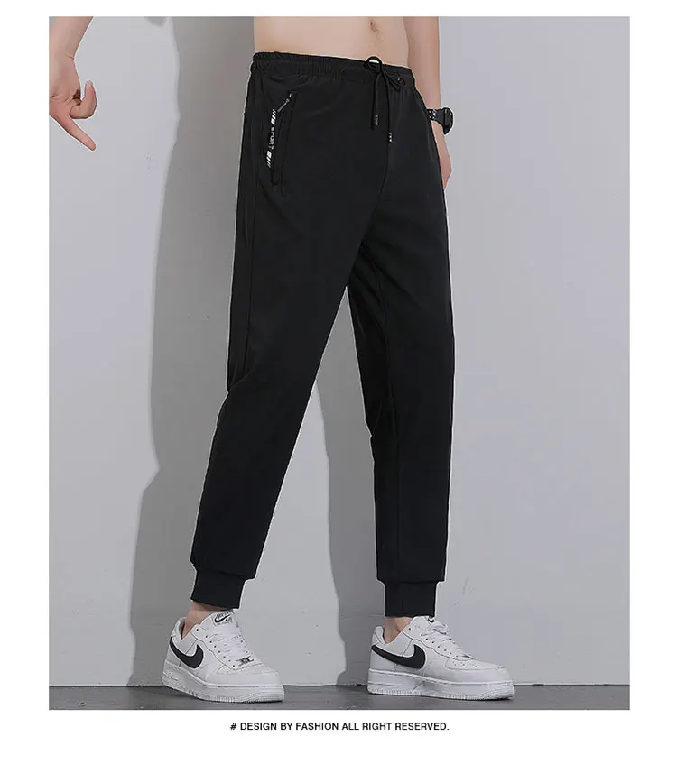 Breathable Men's Casual Pants Quick Dry Straight Elastic Waist Jogger Sweatpants Korean Classic Sport Trousers Plus Size 8XL 9XL